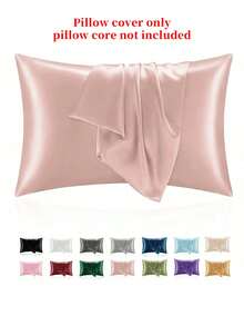 1PC Silky Satin Pillowcase, Suitable For Hair And Skin, With Envelope Sealed Bedroom Soft Pillowcase, Super Soft, Cool And Breathable Pillowcase Cover, Unfilled, Machine Washable, High-Quality Silky Satin Pillowcase Cover, Suitable For Standard Large Size M L XL Pillow, 20x26 20x30 20x36 20x40 Inch, Hotel Grade Silky Pillowcase Protector Cover - Coral - View 11