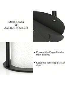 Soporte para toallas de papel de cocina negro - Estante independiente para toallas de papel, apto para baño y cocina, diseño antideslizante, organizador de almacenamiento moderno para encimera de cocina, se adapta a la mayoría de los rollos de toallas de papel - Multicolor - Ver 8