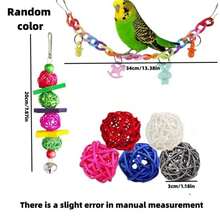 Parrot Toy Combo Set - Swing, Chew Training Toys, Includes Hammock, Bell, Perch, Ladder, Bird Cage Accessories (Random Color) - Multicolor - View 10