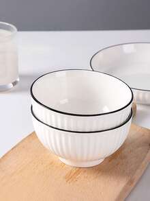 6/4pcs Vertical Striped Ceramic Bowls Set, 5-Inch Ceramic Round Rice Bowls, Minimalist Small Bowls, Dinnerware Set, Dessert Bowls, Kitchen & Dining Sauce Dishes, Oven & Microwave - Multicolor - View 10