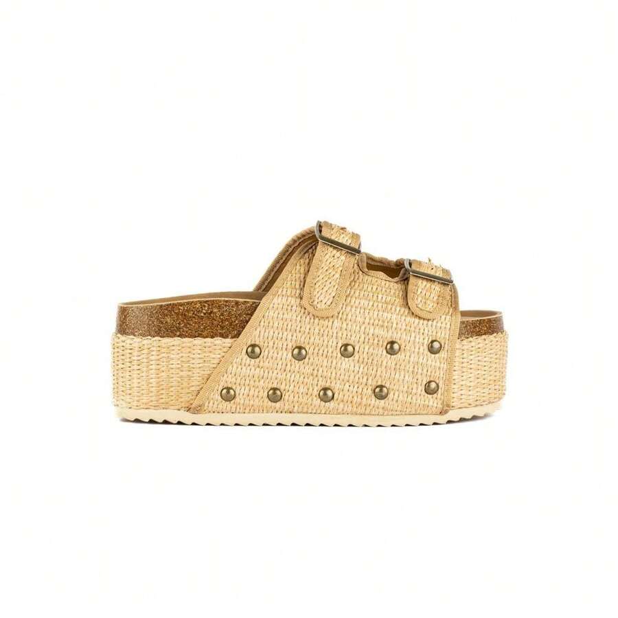 Sandalia Plataforma Hebilla Doble para Mujer Walki ANASTASIA - Beis - Ver 1