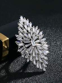 1pc Luxury Cubic Zirconia Ring, Women's Model, Suitable For Weddings, Engagements, Anniversaries, Parties, Also Can Be Used As Rings Or Valentine's Day Gifts - 1# - View 2