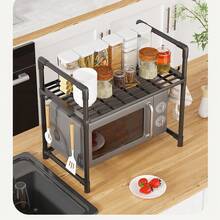 1pc Microwave Oven Storage Rack For Kitchen Oven Cabinet - Thickened Microwave Oven Storage Shelf - Multi-Layer Home Kitchen Storage Dish Cabinet & Kitchen Storage & Racking Shelf - Multicolor - View 5