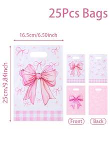 10/25/50pcs Pink Bow Gift Bags For Baby Shower, Dreamlike Pink Bow Mixed Pattern 1st Birthday Party Favor Bags, Gender Reveal Party Candy Bags, 1st Birthday Party Table Centerpiece Bags, Pink Bow Gift Bags Candy Bags Decor, Baby Shower Gifts, Baby Party Decorations, Gender Reveal Decorations - Pink Bow Mixed Style - View 10