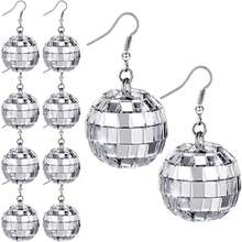 Vintage Disco Ball Earrings Boho Style Birthday Valentine's Day Anniversary Gift Jewelry For Women Girls - 銀色 - 查看 2