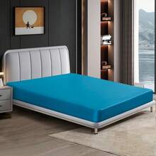 CHARKHAH  Satin Fitted Sheet Set With 2 Pillowcases - Ultra-Soft, Deep Pockets, Machine Washable - Teal - View 13