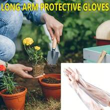 10/20/40pcs Disposable PE Arm Gloves Kitchen Household Cleaning Waterproof Elastic Drawstring Extended Long Arm Gloves
