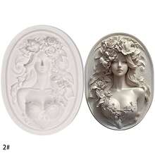 1 pieza Molde de silicona con marco floral de mujer, relieve femenino elegante - Molde de resina - Herramienta DIY para decoración del hogar - Molde para fundir joyas, arcilla, resina, yeso