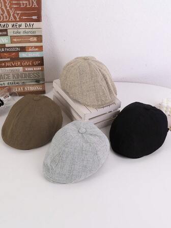 1 szt. męski beret z regulowanym, dużym rondem, w jednolitym kolorze, w stylu retro brytyjskim, z kapturem, do codziennego noszenia, szkicowania, fotografii ulicznej