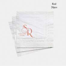 20-500pcs Customized Wedding Cocktail Napkins, Personalized For Date Night, Anniversary, Wedding, Suitable For Couples, Disposable Beverage & Dessert Napkins, For Wedding Table Decor, Engagement Party, Patterned Print, Add Charm To Home, Souvenir, Reusable, Cute, High Quality