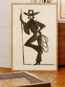 1pc Unframed, Minimalist Cowgirl Wall Art Brown Western Woman Poster Trio Modern Line Art Rodeo Print - Multicolor - View 14