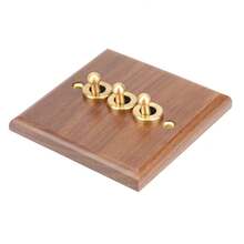 Retro American Industrial Style Light Switch Socket, Solid Wood Brass Toggle Switch Plate, Antique Home Stay Switch(3)