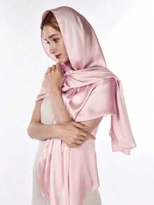 Khăn choàng dạ hội mỏng nhẹ, kiểu dáng điêu khắc - Thiết kế rủ mềm mại, thích hợp cho đám cưới/tiệc chiêu đãi ngoài trời. - Hồng - Xem 3