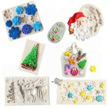1pc 3D Snowflake Silicone Mold, Winter Snowflake Soft Candy Silicone Mold For Cupcake, Cake Decoration, Polymer Clay Craft, Party Food Making Mold, Cake Decorating, Fondant Mold - Multicolor - View 7