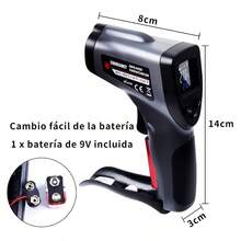 - Termmetro infrarrojo, Termmetro Pistola de Temperatura Lser Digital Sin Contacto 50C550C 58F1022F Para uso Industrial, Cocina Deteccin de Moldes, Ambiente, Temperatura Superficia - Negro + L - Ver 2