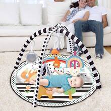 Baby Fitness Mat, Black White Red Visual Stimulation Play Mat With Detachable Accessories, Newborn Tummy Time Training Mat, Sensory Development