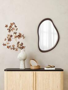 1pc Asymmetrical Wall-Mounted Mirror,Wooden Home Mirrors,Student Dormitory Desktop Creative Unique Decorative Mirrors,For Bathroom Living Room Decoration,Vanity Room Salon Living Room Bedroom Bathroom Home Decoration, Wedding, Party, Birthday Gift, Accessories, Fun Gift French Simple Style Makeup Mirror, Bedroom Table/Cabinet Mirror, Bathroom Wall Decoration Mirror