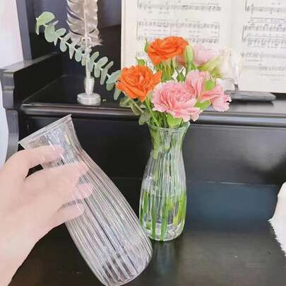 1/2/5/8/10 件塑料条纹花瓶，透明花瓶插花工艺品适用于各种花束装饰、展示、节日和家居装饰，适用于桌面、婚礼、圣诞节、晚宴