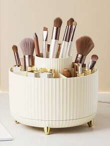 1 pieza Soporte giratorio de 360° para bolígrafos, taza blanca para lápices, organizador de escritorio multiusos, soporte para lápices y bolígrafos, organizador de cosméticos, estantería de baño, accesorio de almacenamiento para escritorio de dormitorio, accesorios de oficina y aula para organizar, decoración del hogar, útiles escolares, accesorios para apartamento, dormitorio, oficina y estudio, regalo para festividades