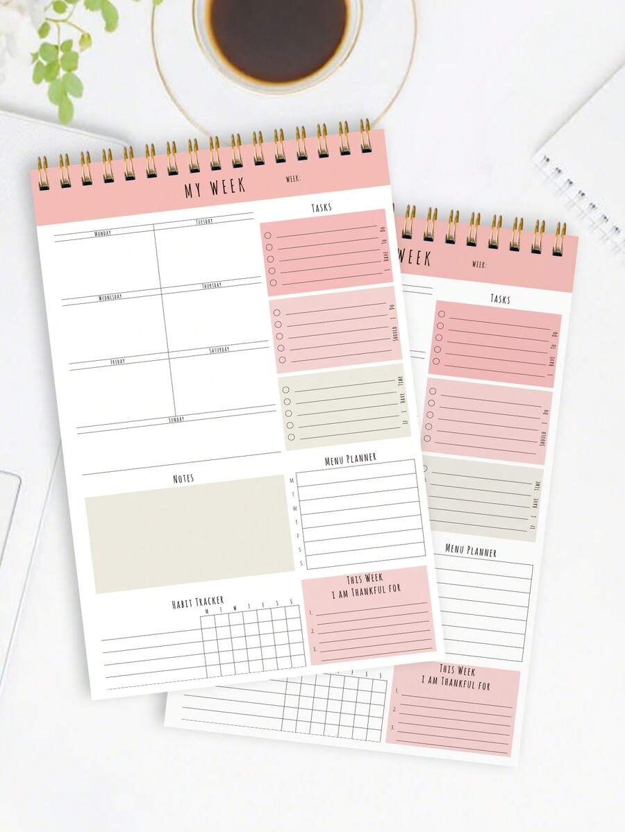 Trees 无日期待办事项笔记本/每日计划本/螺旋装订任务清单/日程安排本，提升效率，8.5英寸 x 5.5英寸，100克纸张