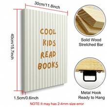 1pc Framed/Unframed Cool Kids Reading Books Text Quote Canvas Poster Print, Suitable For Children's Room Wall Decor, Can Be Used In Game Room, Living Room, Bedroom, Modern Home Decoration - Multicolor - View 11