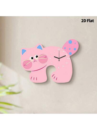 2D Flat 1pc Creative Schattige Home ation Animals Wand Clock, Ultra Quiet Quartz Movement, No Ticking Sound, Painting Klok Living Room, Bedroom Office, able Horloge view 8