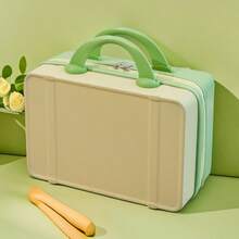 14-Inch Mini Cosmetic Case, Small Luggage Design, Multifunctional Gift Storage Box, Stylish Portable Cosmetic Bag, Easy To Carry When Traveling, Cosmetic Storage And Organization - vàng-xanh lá cây - Xem 8