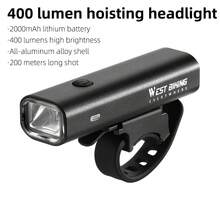 WEST BIKING Bike Lights - 400 Lumen Type-C Bike Headlights For Mountain/Road Bikes | USB-C Rechargeable LED Headlights | Waterproof Bike Headlights For Night Riding