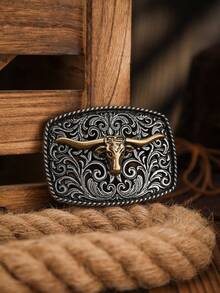 1pc Western Style Buckle, Waist Belt Buckle, Leather Belt Buckle, Animal Buckle - Western Buckle Pattern - View 2