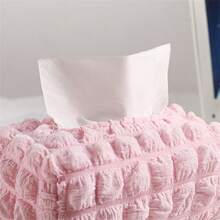 1 pieza Caja de pañuelos simple blanca y rosa, dispensador de pañuelos blancos creativos, caja de almacenamiento de pañuelos para el coche, soporte de pañuelos de escritorio lindo, caja de almacenamiento de pañuelos para la sala de estar y la cocina, adecuado para el hogar y la oficina