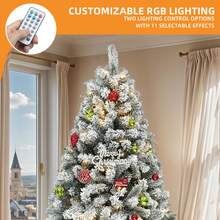 7.5ft Prelit Snow Flocked Artificial Full Christmas Tree With 1550 Branch Tips And Foldable Base For Home - 美規A型插(110-127V) - 查看 5