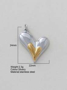 1pc Stainless Steel Heart Shaped Pendant, Handmade DIY Accessory For Halloween, Thanksgiving, Suitable For Necklace, Bracelet, Earrings