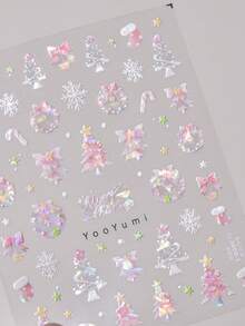 Hình dán móng tay 5D chủ đề Giáng sinh, cây thông Noel lấp lánh, bông tuyết, tất Giáng sinh, ngôi sao, hình dán trang trí móng tay dễ thương, đồ trang trí móng tay tự dính cho mùa lễ hội. - Nhiều màu - Xem 9