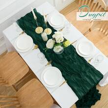 6/12Pack Emerald Green Cheesecloth Table Runner 17x108Inch Spring Easter Cheese Cloth Table Runner 9FT Boho Gauze Table Runners Rustic Sheer Table Runners For Wedding Bridal Party Decor - Màu xanh lá cây đậm - Xem 2