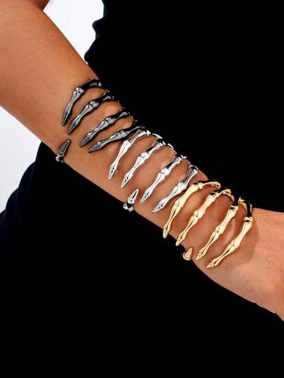 1pc Gothic Punk Ghost Claw Metal Personalized Bracelet, Suitable For Holiday Theme Parties, Galas, Bars, Street Hip-Hop, Gifts For Friends And Family