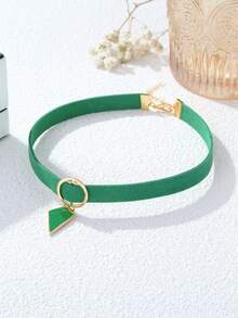 1pc European And American Style Dark Punk Collar With Sexy Geometric Pendant Clavicle Chain Necklace - Black - View 3