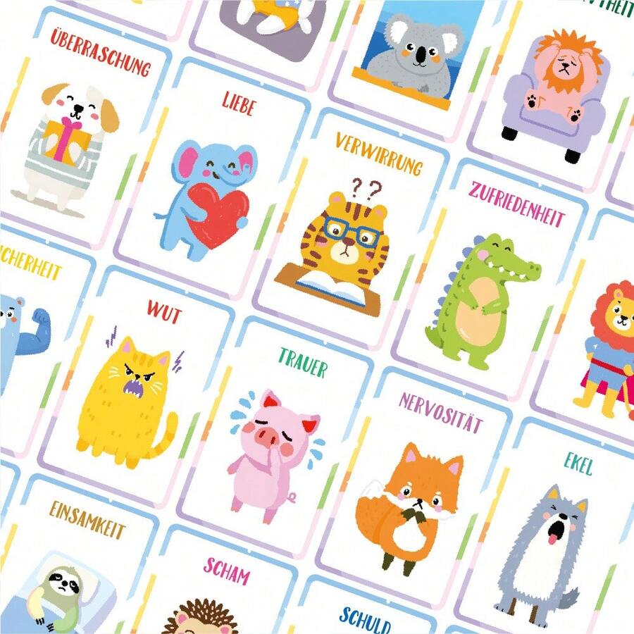 32 Cards My Emotion Feeling German Learning Words Flash Cards Kids Educational Learn Toys For Children Enlightenment Card School, Student,Stationery,School Supplies School Resources,Stationery,Learning German,Stationery For Kids - Multicolor - View 1