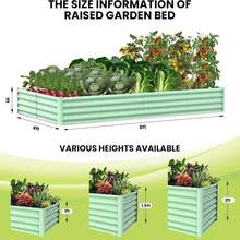 CuteHairy Metal Raised Garden Bed Galvanized Planter Box Outdoor Bottomless For Vegetables - Olive Green - View 9