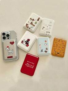 1pc Cute Animal Design Magsafe Card Holder, Ultra-Thin Magnetic Card Pouch Compatible With Apple, Phone Cases