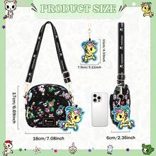 Tokidoki Official Crossbody Bag With Unicorno Keychain, Cartoon Adjustable Shoulder Strap Shoulder Bag Handbag Phone Purse Wallet For Women Girls - màu đen - Xem 2
