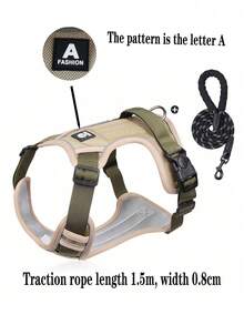 1 Set Brustgeschirr + Leine für Haustiere, reflektierendes Brustgeschirr-Weste für große Hunde, Spazierenleine, Kausprutz- und Nicht-Würge-Oxfordstoff-Material, Outdoor-Haustierzubehör