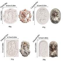 1 pieza Molde de silicona con marco floral de mujer, relieve femenino elegante - Molde de resina - Herramienta DIY para decoración del hogar - Molde para fundir joyas, arcilla, resina, yeso