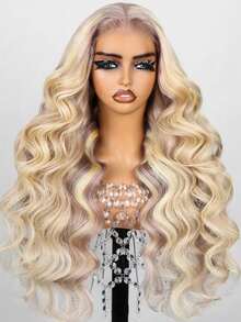 Eulisi 波浪卷假发 高光渐变蕾丝前假发 真人发 P10/613 蕾丝前假发 真人发 13x4 即戴即用 无胶假发 真人发 高清金色高光蕾丝前假发 真人发 高清透明预拔毛 180% 密度（24英寸，P18/613 直发假发） 万圣节服装 - 彩色 - 查看 23