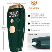 PAKISS Summer Green IPL Hair Removal For For Busy Professionals Women And Men, IPL Device Hair Removal For Nearly Painless & Long-Lasting Results, 999999 Times Flashing Auto Flashing For Fast Full Body Hair Removal From Home - 查看 4