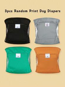 3pcs/Pack Random Color Reusable Dog Diapers - High Absorbency Washable Dog Diaper Bags, Reusable Dog Diapers (Solid Color) - Multicolor - View 14