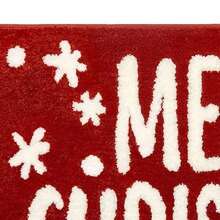 1 Stück moderner minimalistischer roter Schneeflocken & Buchstaben Willkommens-Fußmatte, weiches, wollähnliches Material, waschbar, geeignet für Eingang, Flur, Badezimmer, Terrasse, Waschküche, ganzjährig, Weihnachtsdekoration Küchenteppich