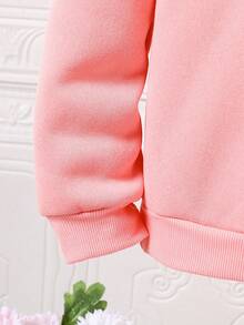 青少年女孩字母印花保暖连帽衫和运动裤套装 - 粉色 - 查看 5