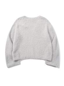 Cárdigan de mujer de punto texturizado y esponjoso, versátil para el hogar, el transporte y el uso diario en primavera/otoño/invierno - Gris - Ver 2