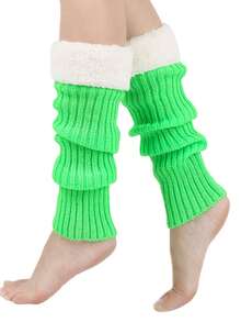 1 Pair Knitted Leg Warmers, Candy Colors Fuzzy Cozy Leg Warmers, Japanese School Style Leg Warmers, Christmas Warm Foot Covers