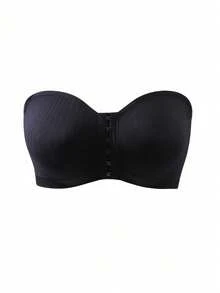 1pc Seamless Strapless Wireless Bra, Women's Bra, Front Closure Design, Non-Slip Underband, Suitable For Sleeveless Tops / Summer Dresses, Strong Support - Black - View 6
